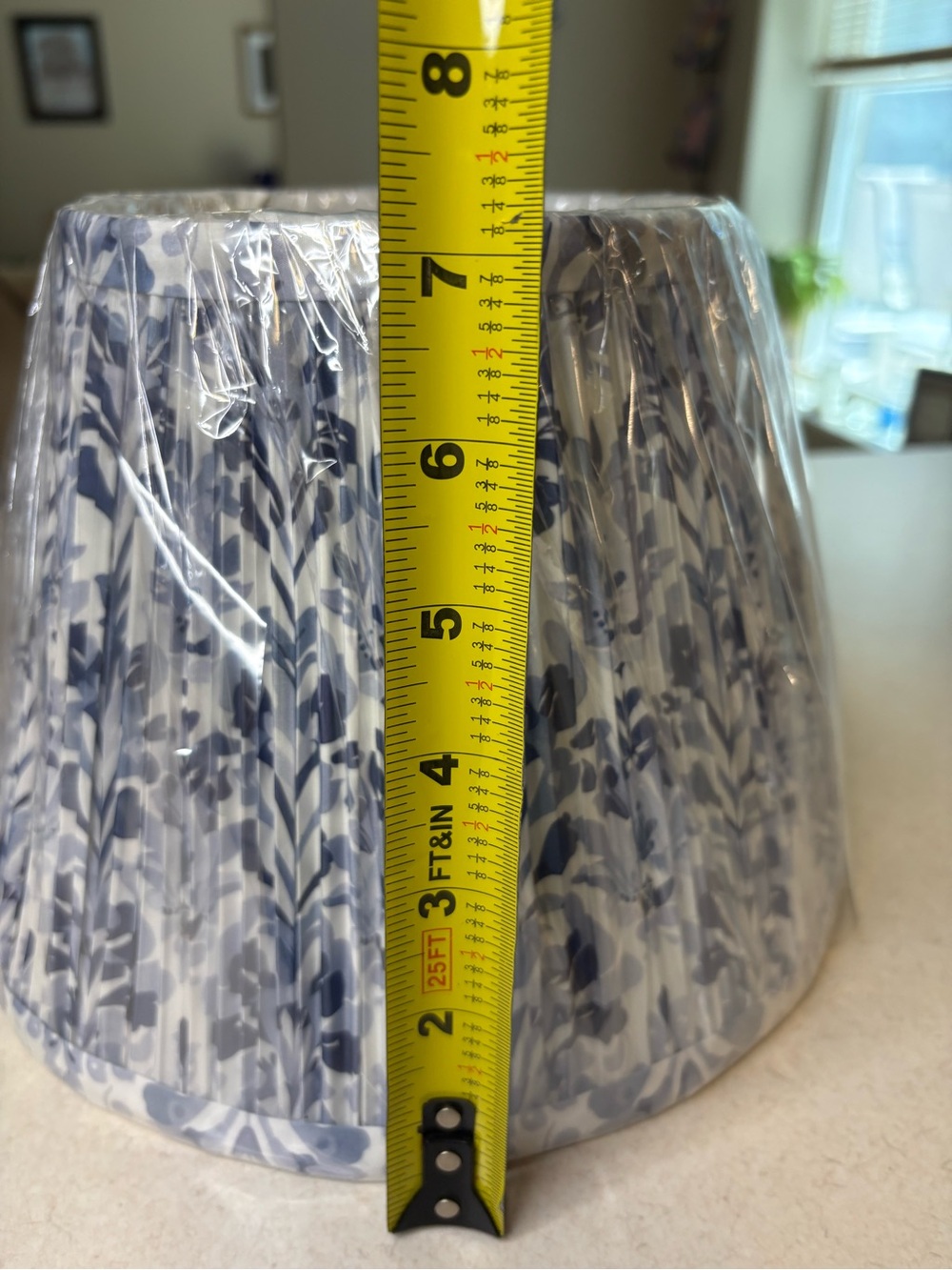 Pleated Lamp Shade Featuring Blue Floral Print - Picture 5 of 7